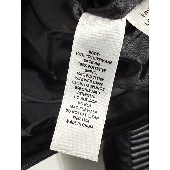 The Limited Motorcycle Jacket Black Faux Leather Lined Full Zip Moto Large L - Picture 5 of 5